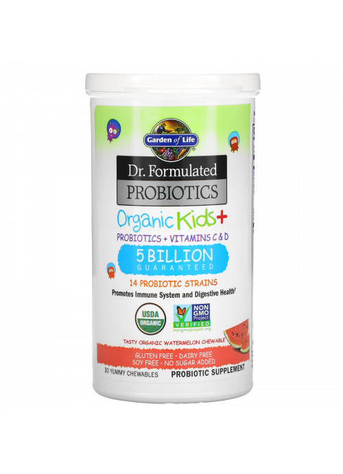 Garden of Life, Dr. Formulated Probiotics, Organic Kids +, Tasty Organic Watermelon, 30 Yummy Chewables