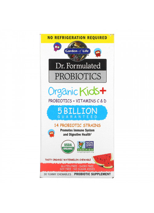 Garden of Life, Dr. Formulated Probiotics, Organic Kids +, Tasty Organic Watermelon, 30 Yummy Chewables