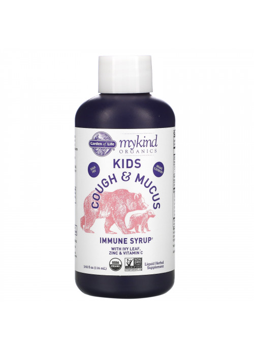 Garden of Life, Mykind Organics, Kids Cough & Mucus, Immune Syrup with Ivy Leaf, Zinc & Vitamin C, 3.92 fl oz (116 ml)