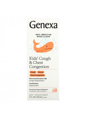 Genexa, Kid's Cough & Chest Congestion, Ages 4+, Organic Blueberries, 4 fl oz (118 ml)