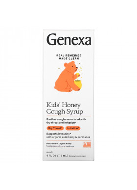 Genexa, Kid's Honey Cough Syrup, Ages 1+, Organic Honey, 4 fl oz (118 ml)