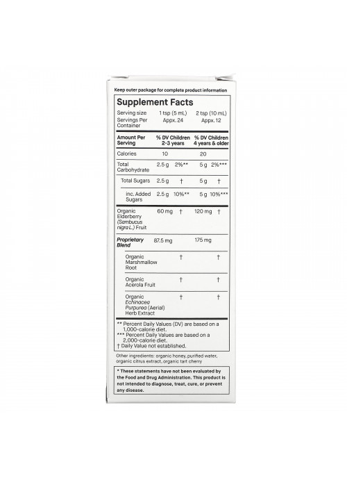 Genexa, Kid's Immune Support, Ages 2+, Organic Honey & Elderberry, 4 fl oz (120 ml)