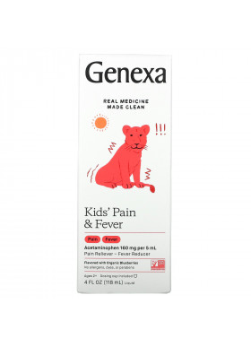 Genexa, Kid's Pain & Fever, Ages 2+, Organic Blueberries, 4 fl oz (118 ml)