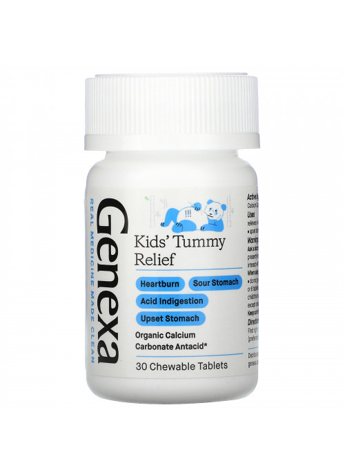 Genexa, Kid's Tummy Relief, Ages 2+, Organic Berry & Vanilla, 30 Chewable Tablets