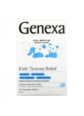 Genexa, Kid's Tummy Relief, Ages 2+, Organic Berry & Vanilla, 30 Chewable Tablets