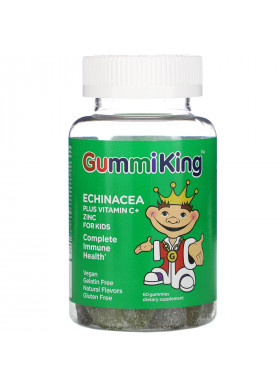GummiKing, Echinacea Plus Vitamin C+ Zinc for Kids, Strawberry, Orange, Lemon, Grape, Cherry and Grapefruit, 60 Gummies