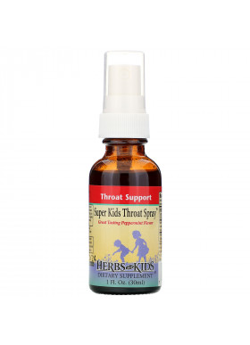 Herbs for Kids, Super Kids Throat Spray, Peppermint Flavor, 1 fl oz (30 ml)