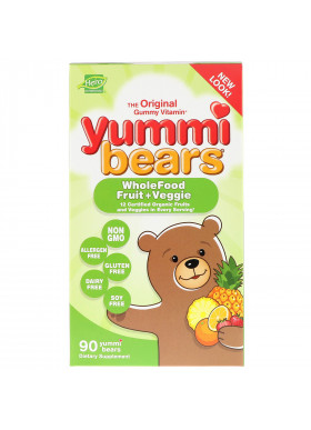 Hero Nutritional Products, Yummi Bears, Wholefood Fruit + Veggie, 90 Yummi Bears