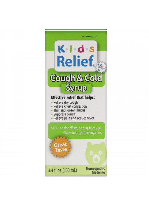 Homeolab USA, Kids Relief, Cough & Cold Syrup, For Kids 0-12 Yrs, 3.4 fl oz (100 ml)