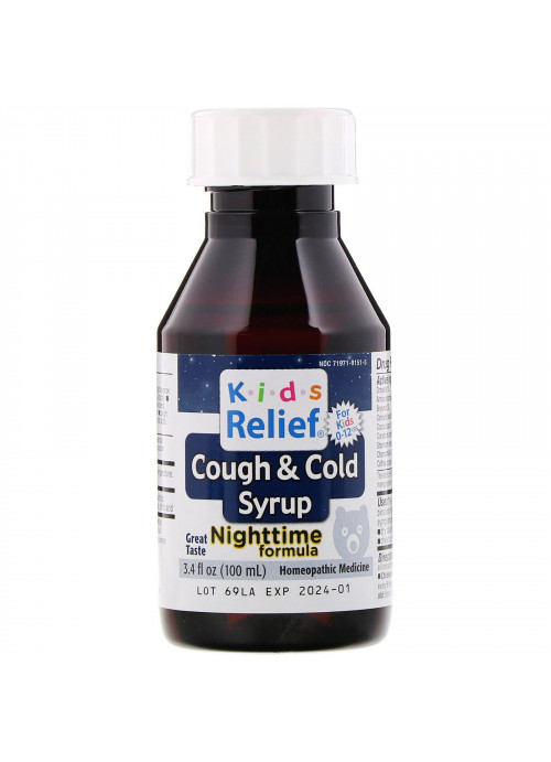 Homeolab USA, Kids Relief, Cough & Cold Syrup, Nighttime Formula, For Kids 0-12 Yrs, 3.4 fl oz (100 ml)