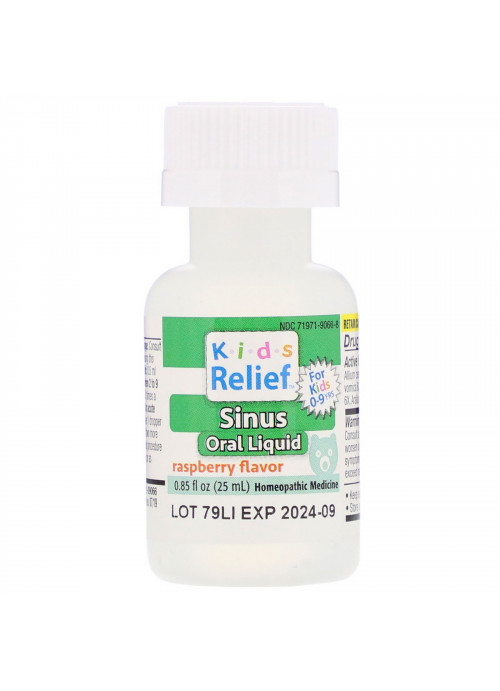 Homeolab USA, Kids Relief, Sinus Oral Liquid, For Kids 0-9 Yrs, Raspberry Flavor, 0.85 fl oz (25 ml)
