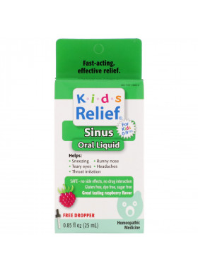 Homeolab USA, Kids Relief, Sinus Oral Liquid, For Kids 0-9 Yrs, Raspberry Flavor, 0.85 fl oz (25 ml)