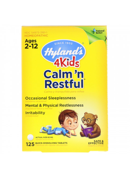 Hyland's, 4 Kids, Calm' n Restful, Ages 2-12, 125 Quick-Dissolving Tablets