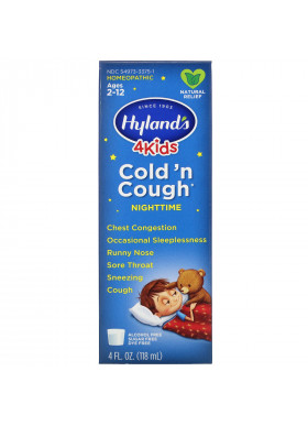 Hyland's, 4 Kids, Cold 'n Cough Nighttime, Ages 2-12,  4 fl oz (118 ml)