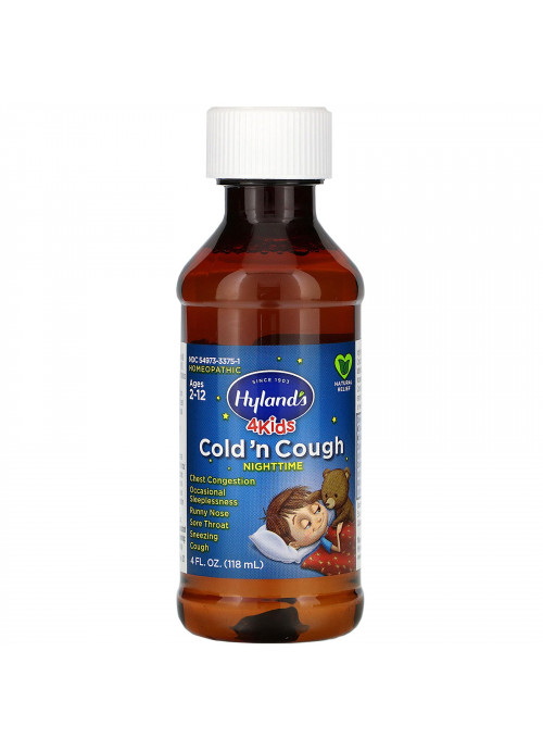 Hyland's, 4 Kids, Cold 'n Cough Nighttime, Ages 2-12,  4 fl oz (118 ml)
