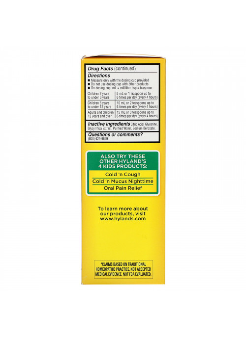 Hyland's, 4 Kids, Cold 'n Mucus, Daytime, Ages 2-12, 4 fl oz (118 ml)