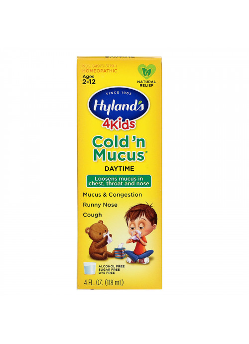 Hyland's, 4 Kids, Cold 'n Mucus, Daytime, Ages 2-12, 4 fl oz (118 ml)