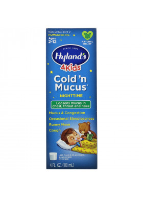 Hyland's, 4 Kids, Cold 'n Mucus Nighttime, Ages 2-12, 4 fl oz (118 ml)