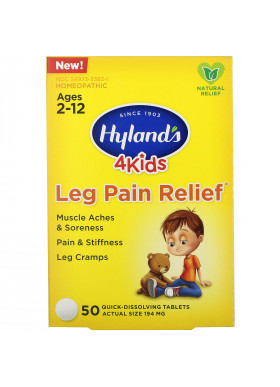 Hyland's, 4 Kids, Leg Pain Relief, Ages 2-12, 50 Quick-Dissolving Tablets