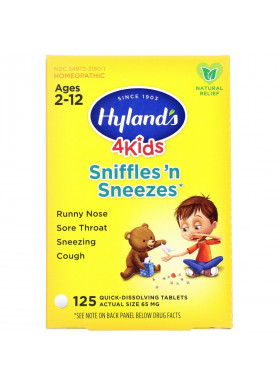 Hyland's, 4 Kids, Sniffles 'n Sneezes, Ages 2-12, 125 Quick-Dissolving Tablets