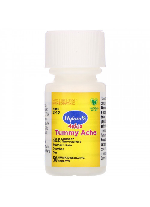 Hyland's, 4Kids, Tummy Ache, Ages 2-12, 194 mg, 50 Quick-Dissolving Tablets