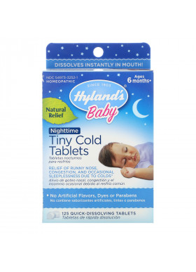 Hyland's, Baby, Nighttime Tiny Cold Tablets, Ages 6 months+, 125 Quick-Dissolving Tablets