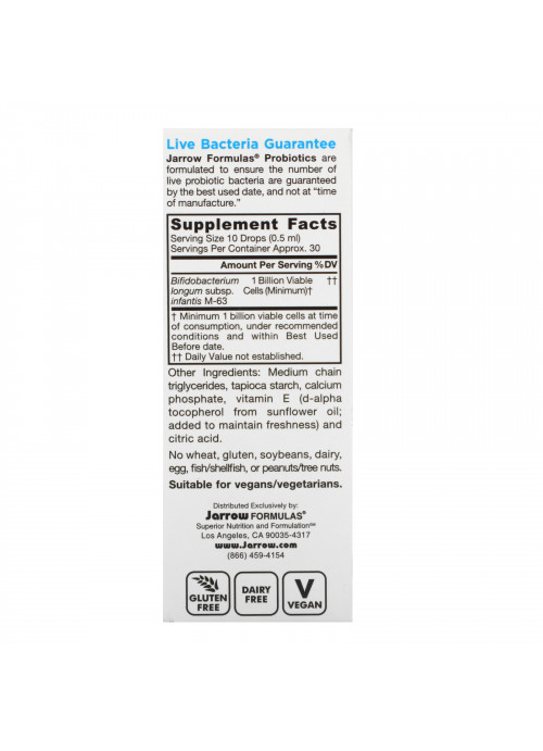 Jarrow Formulas, Jarro-Dophilus Infant, Probiotics Drops, 1 Billion , 0.51 fl oz (15 ml)