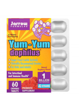 Jarrow Formulas, Yum-Yum Dophilus Sugar-Free!, Natural Raspberry Flavor, 60 Chewable Tablets (Ice)