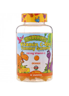 KAL, Vitamin C-Rex Yummy Gummy, Orange, 120 mg, 60 Gummies