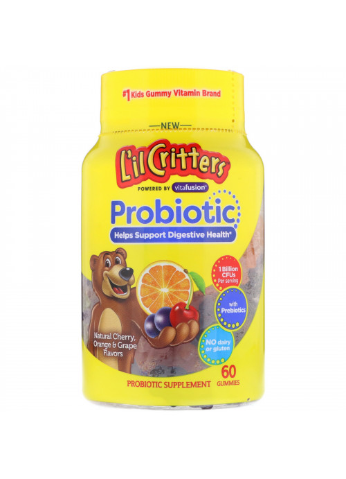 L'il Critters, Probiotic, Natural Cherry, Orange & Grape Flavor, 60 Gummies