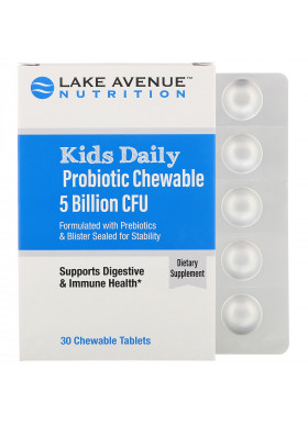 Lake Avenue Nutrition, Kids Daily Probiotic Chewable, Natural Berry Flavor, 5 Billion CFU, 30 Chewable Tablets