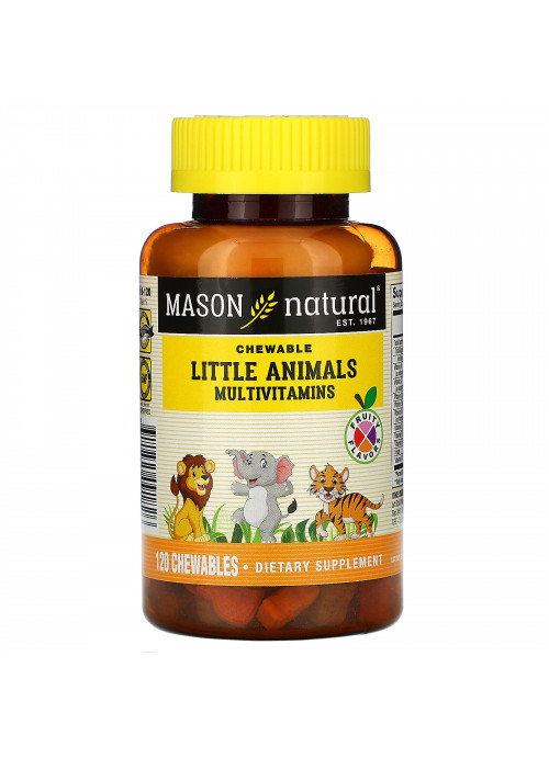 Mason Natural, Little Animals Multivitamins, Fruity Flavors, 120 Chewables