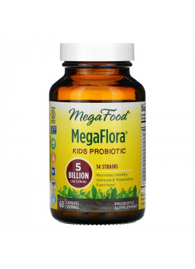 MegaFood, Kids Probiotic, MegaFlora, 5 Billion CFU, 60 Capsules (Ice)