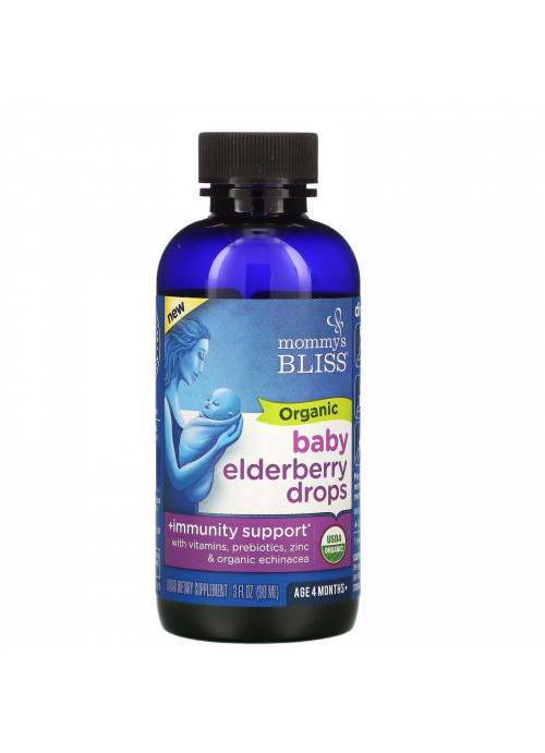 Mommy's Bliss, Organic Baby Elderberry Drops, Age 4 Months+, 3 fl oz (90 ml)