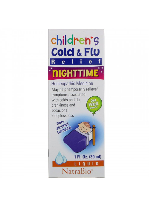 NatraBio, Children's Cold & Flu, Nighttime, 1 fl oz (30 ml)