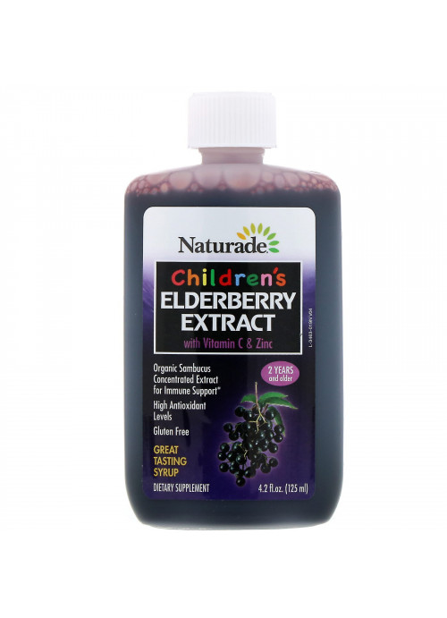 Naturade, Children's Elderberry Extract Syrup with Vitamin C & Zinc, 2 Years and Older, 4.2 fl oz (125 ml)