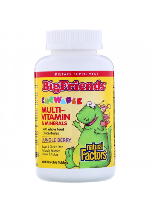 Natural Factors, Big Friends, Chewable Multi-Vitamin & Minerals, Jungle Berry, 60 Chewable Tablets