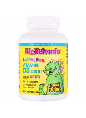 Natural Factors, Big Friends, Chewable Vitamin D3, Berry Bunch, 400 IU, 250 Chewable Tablets