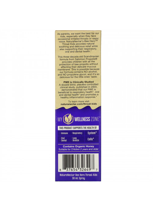 NaturaNectar, Bee Hero Throat Kids, Natural Propolis Spray, Berry Blast, 30 ml
