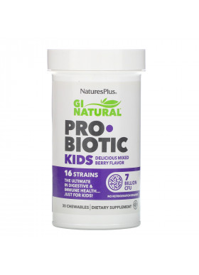 Nature's Plus, GI Natural Probiotic Kids, Delicious Mixed Berry Flavor, 7 Billion CFU, 30 Chewables