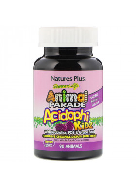 Nature's Plus, Source of Life, Animal Parade, AcidophiKidz, Children's Chewable, Natural Berry, 90 Animal-Shaped Tablets