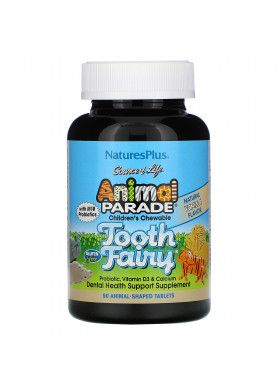 Nature's Plus, Source of Life, Animal Parade, Children's Chewable Tooth Fairy Probiotic with M18 Probiotics, Natural Vanilla Flavor, 90 Animal-Shaped Tablets