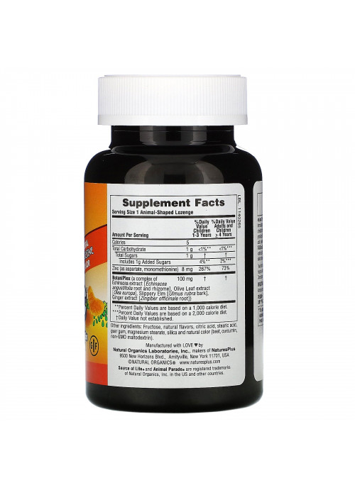 Nature's Plus, Source of Life, Animal Parade, Kid Zinc Lozenges, Natural Tangerine Flavor, 90 Animal-Shaped Lozenges