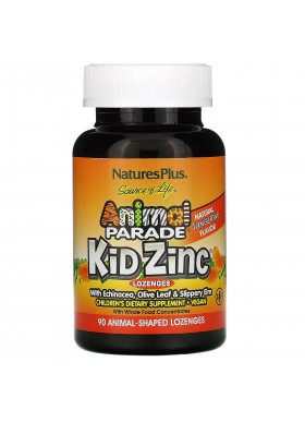 Nature's Plus, Source of Life, Animal Parade, Kid Zinc Lozenges, Natural Tangerine Flavor, 90 Animal-Shaped Lozenges