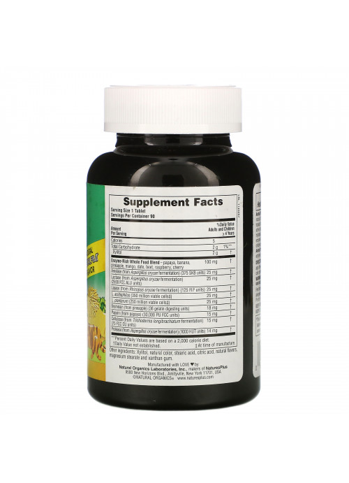Nature's Plus, Source of Life, Animal Parade, Tummy Zyme with Active Enzymes, Whole Foods and Probiotics, Natural Tropical Fruit Flavor, 90 Animal-Shaped Tablets