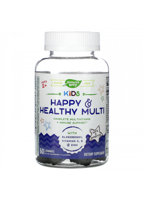 Nature's Way, Kids, Happy & Healthy Muliti, Ages 2 +, Blue Raspberry, 60 Gummies