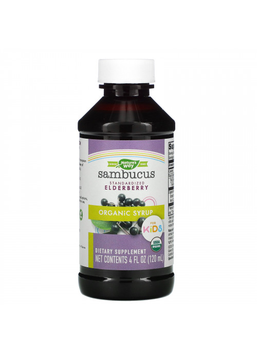 Nature's Way, Organic Sambucus Syrup for Kids, Standardized Elderberry, 4 fl oz (120 ml)