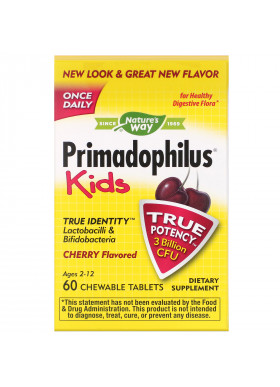 Nature's Way, Primadophilus, Kids, Age 2-12, Cherry Flavored, 60 Chewable Tablets