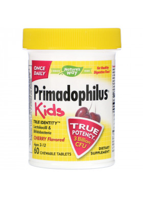 Nature's Way, Primadophilus, Kids, Age 2-12, Cherry Flavored, 60 Chewable Tablets