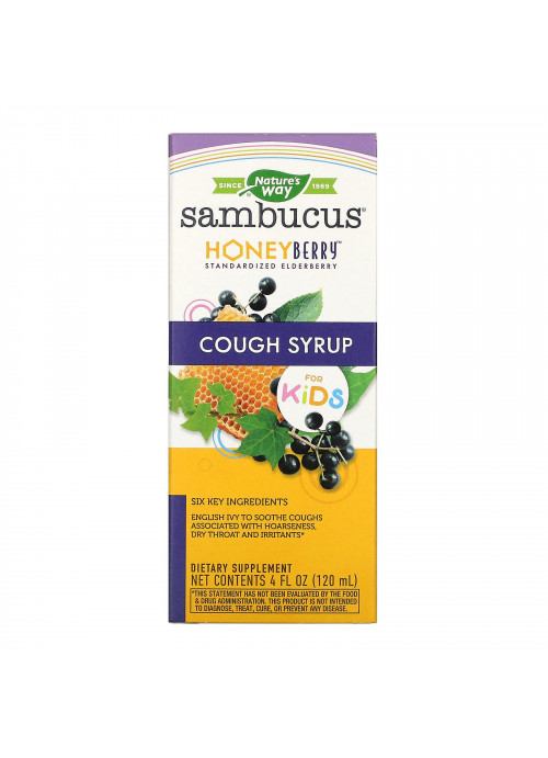 Nature's Way, Sambucus for Kids, HoneyBerry Cough Syrup, 4 fl oz (120 ml)